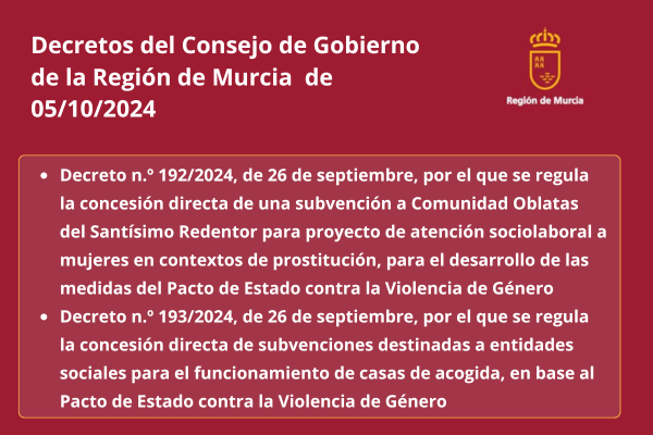 Decretos del Consejo de Gobierno de la Región de Murcia